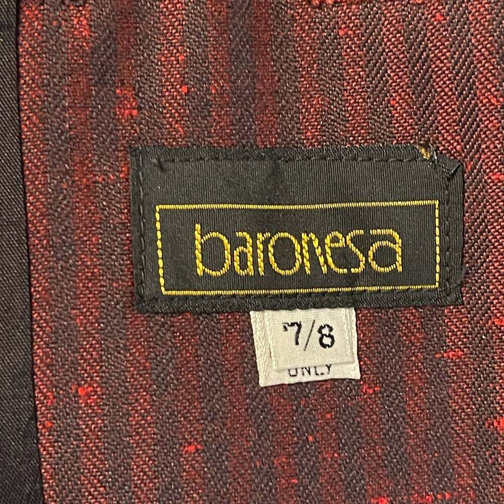 Baronesa Burgundy Pinstripe Skirt Suit Set - Picture 8 of 13